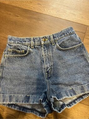 American Apparel Washed Blue Denim High-Rise Shorts size 28